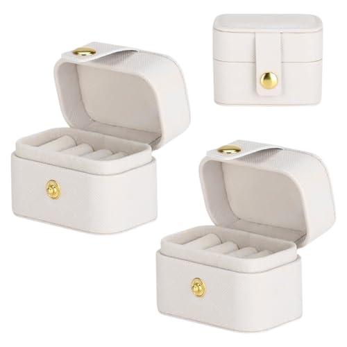 MAYCREATE® Ring Box Travel Jewelry Organizer Boxes for Rings Ear Studs 4 Slots Design Soft Plush Liner Snap Button Closure MAYCREATE® Ring Box Travel Jewelry Organizer Boxes for Rings Ear Studs 4 Slots Design Soft Plush Liner Snap Button Closure